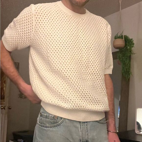 BNWT Urban Outfitters - Guess Originals - Men’s Short Sleeve Crochet Sweater - Picture 8 of 9